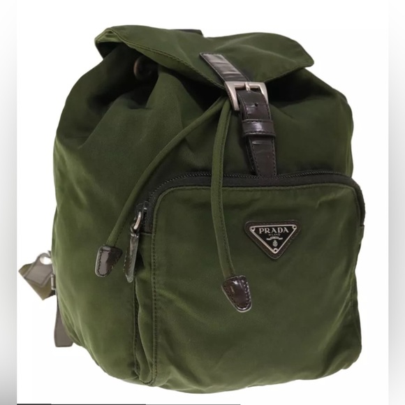 PRADA Backpack Nylon Khaki Auth 65011 - Picture 1 of 17